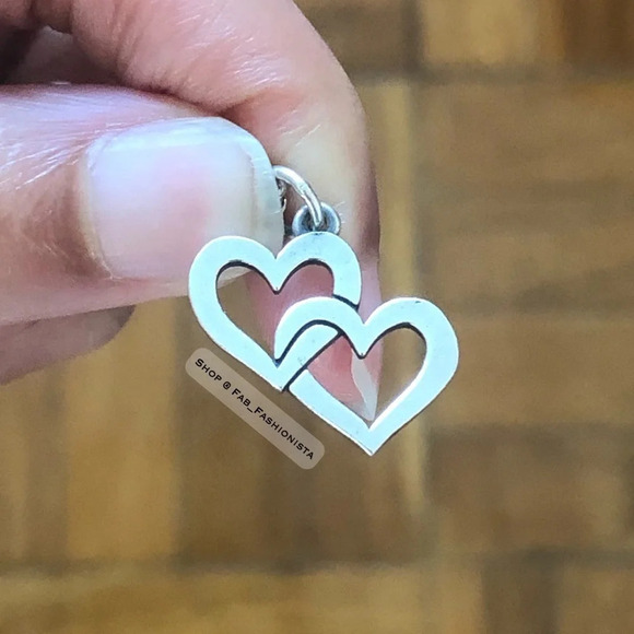 James Avery Double Heart Charm Sterling Silver Retired - Picture 3 of 6